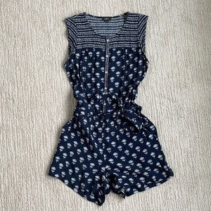Loft navy blue and white romper